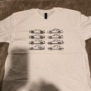 Gildan White T-Shirt with Car Graphics